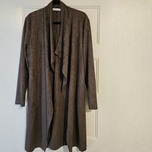 New Mustard Seed Taupe Brown Open Front Duster Jacket sz large